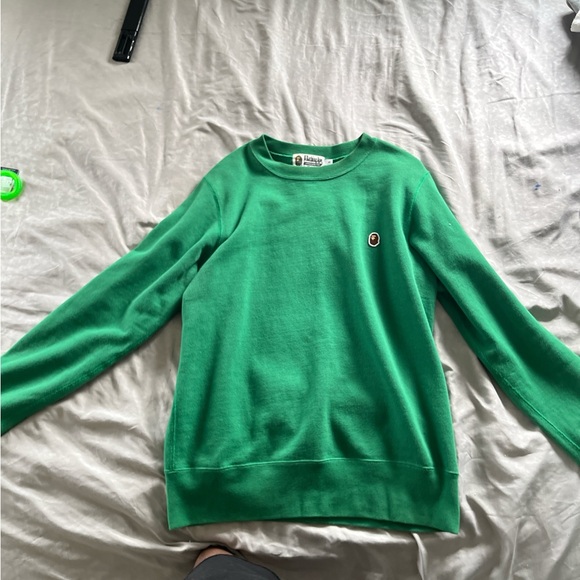 Bape Men's Green Long Sleeve crew neck sweat shirt